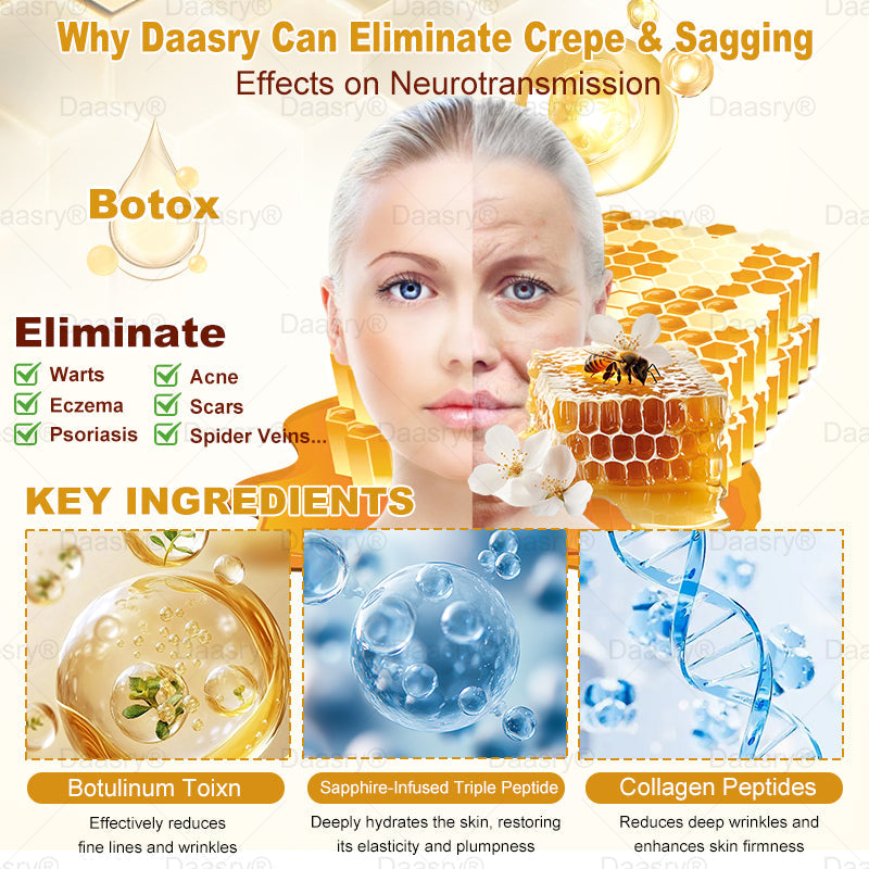 TGA Official: Daasry® Botox Bee Venom Skin Restoration Cream - Anti-aging, Hydrating, Skin Firming & Lifting, Skin Repair, Even Tone, Acne and Dark Spot Treatment, Wart and Mole Removal, and Psoriasis Relief.
