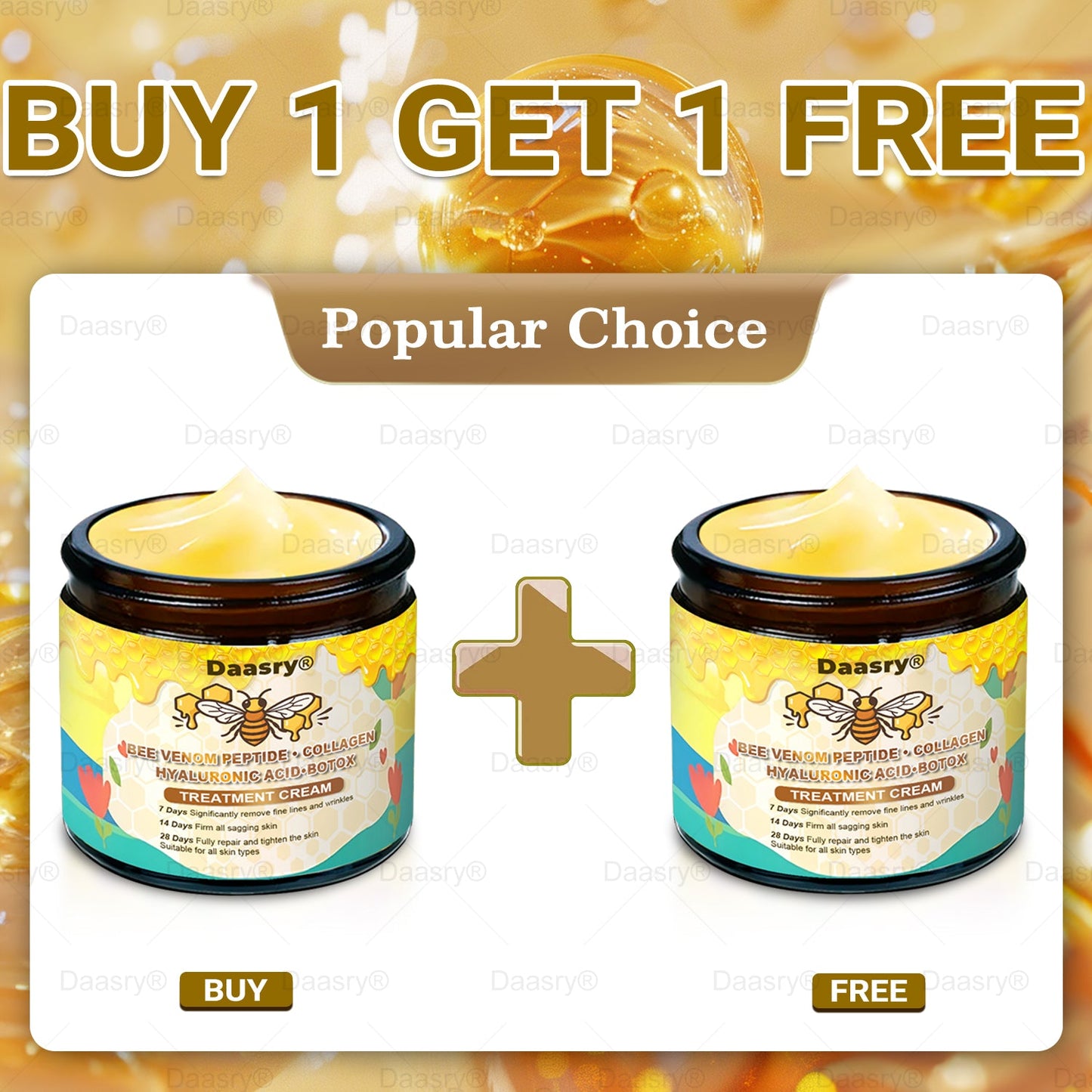 TGA Official: Daasry® Botox Bee Venom Skin Restoration Cream - Anti-aging, Hydrating, Skin Firming & Lifting, Skin Repair, Even Tone, Acne and Dark Spot Treatment, Wart and Mole Removal, and Psoriasis Relief.