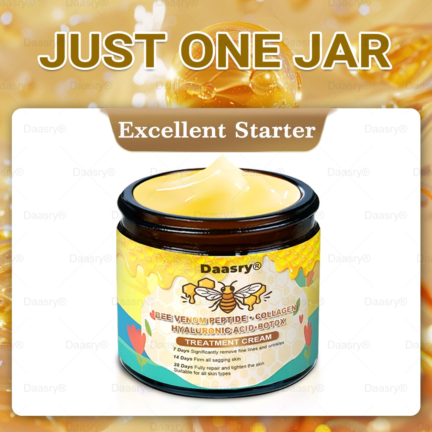 TGA Official: Daasry® Botox Bee Venom Skin Restoration Cream - Anti-aging, Hydrating, Skin Firming & Lifting, Skin Repair, Even Tone, Acne and Dark Spot Treatment, Wart and Mole Removal, and Psoriasis Relief.