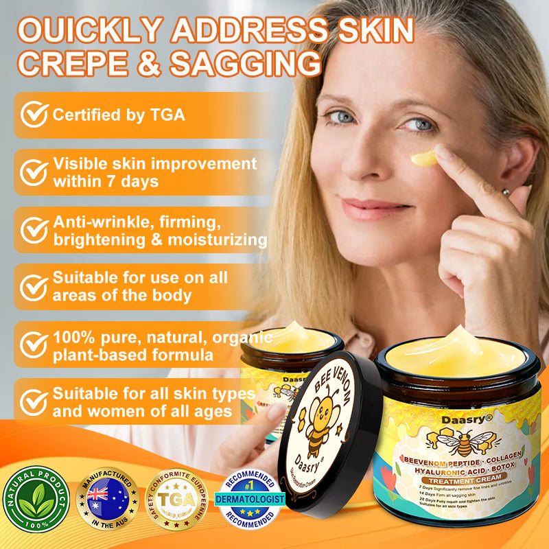 TGA Official: Daasry® Botox Bee Venom Skin Restoration Cream - Anti-aging, Hydrating, Skin Firming & Lifting, Skin Repair, Even Tone, Acne and Dark Spot Treatment, Wart and Mole Removal, and Psoriasis Relief.
