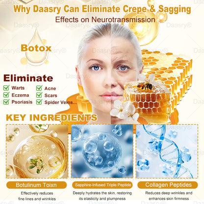 TGA Official: Daasry® Botox Bee Venom Skin Restoration Cream - Anti-aging, Hydrating, Skin Firming & Lifting, Skin Repair, Even Tone, Acne and Dark Spot Treatment, Wart and Mole Removal, and Psoriasis Relief.